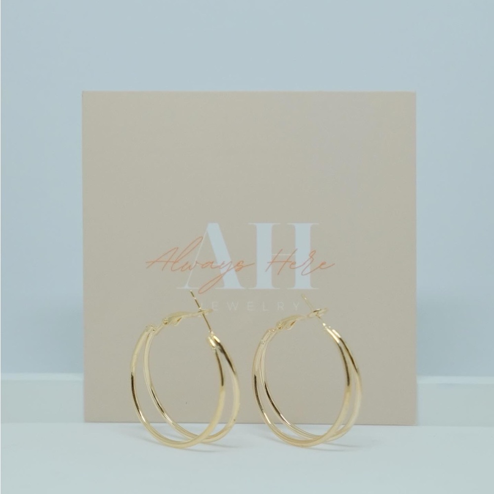 Classic Double Hoop Gold Earrings